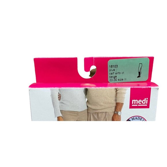 Mediven Plus Medical Compression Socks Size III 16103 Beige Calf Top Band CT NEW - Picture 4 of 8